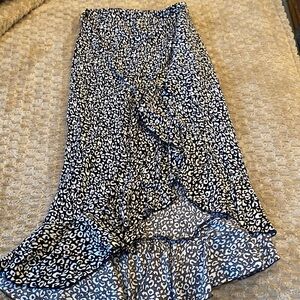 Black and White Leopard Print High-Low Ruffle Skirt